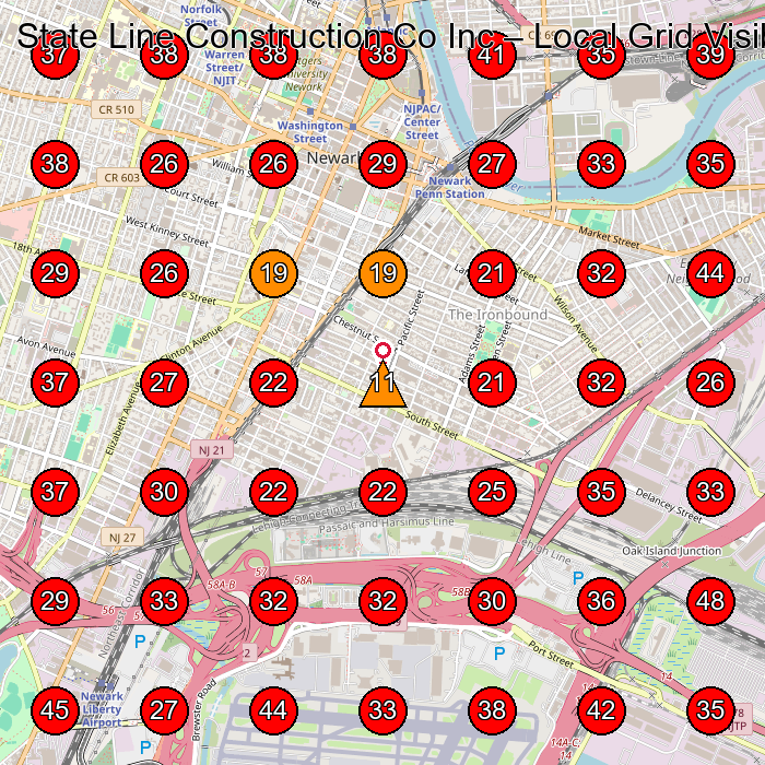 State Line Construction Co Inc GeoGrid visibility map for Concrete Contractor in Newark